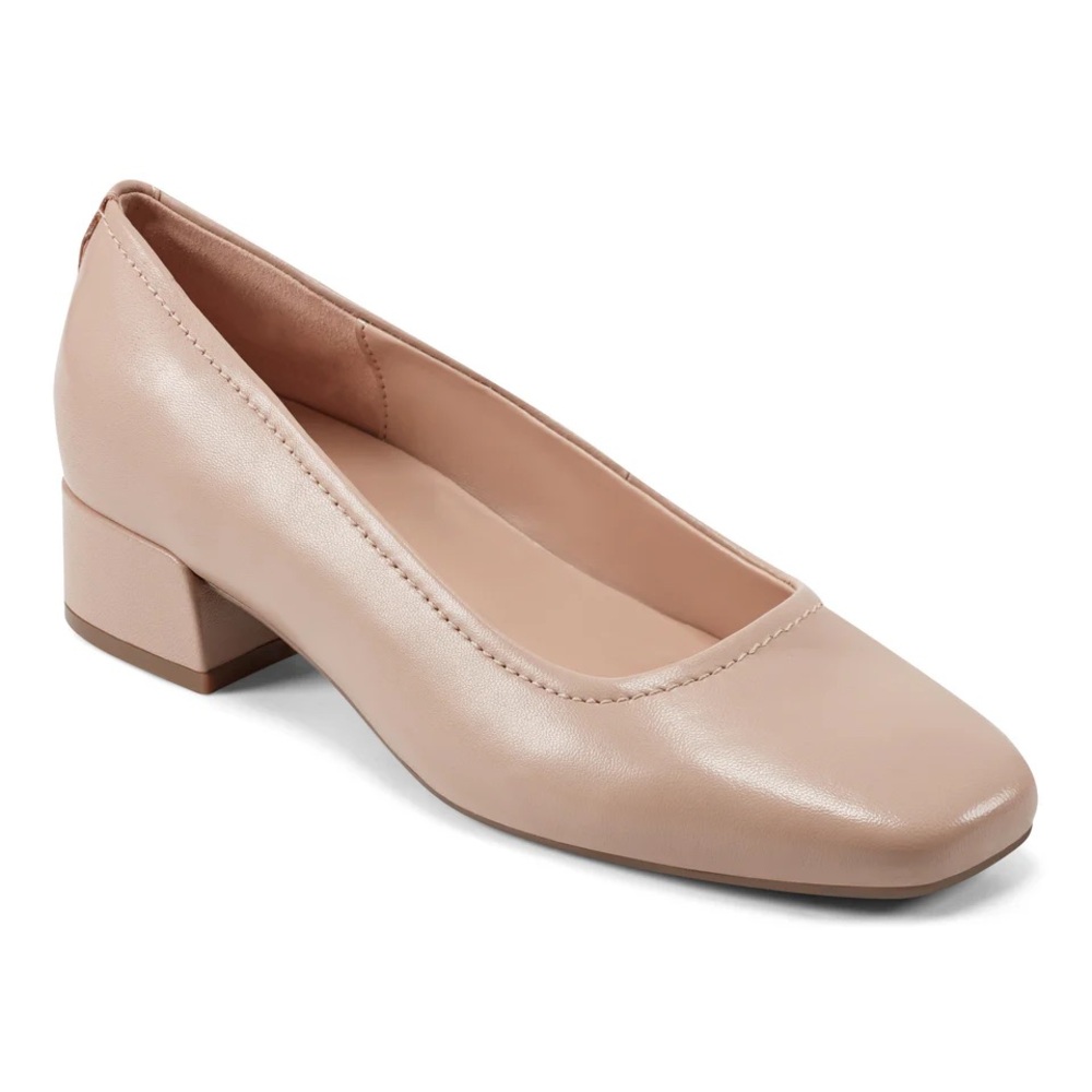 9.5 Easy Spirit Jain leather Dress Pumps square toe natural color NIB